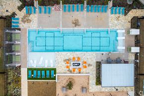 Austin apartment for rent - Aerial view of a swimming pool at Birdie on Woodland Greens, Austin, Texas