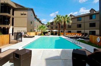Extensive resort inspired pool deck