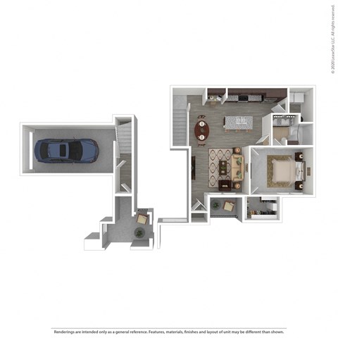 Floor plan for 1 bed, 1 bath, 896 sqft