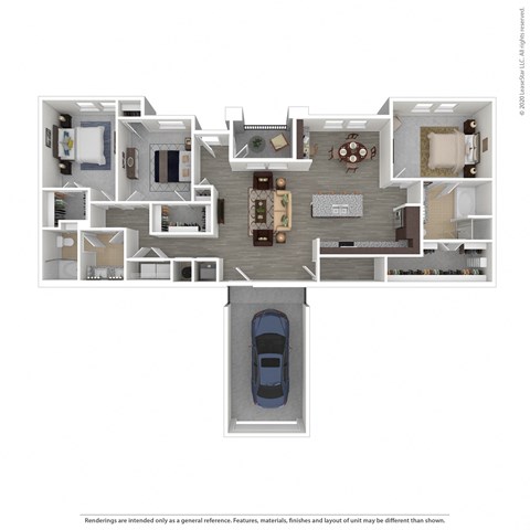 Floor plan for 3 beds, 2 baths, 1531 sqft