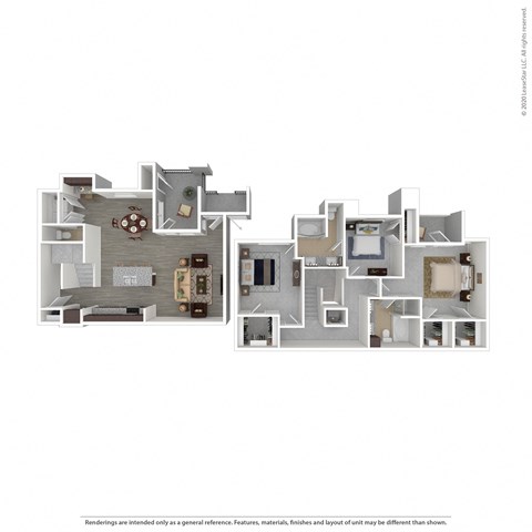 Floor plan for 3 beds, 2.5 baths, 1658 sqft