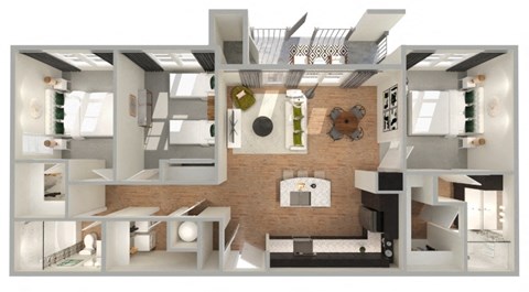 Floor plan for 3 beds, 2 baths, 1324 sqft