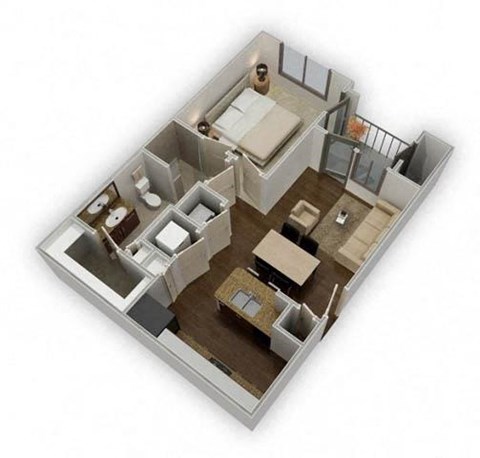 Floor plan for 1 bed, 1 bath, 624 sqft