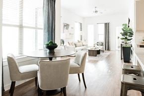 Leander apartment for rent - Round Dining Table in Living Room at Villas of Mason Hills, Leander, 78641