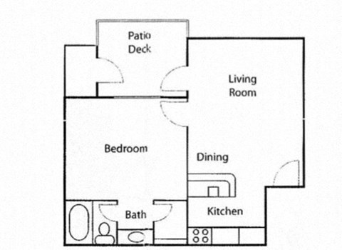 Floor plan for 1 bed, 1 bath, 535 sqft