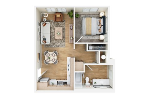 Floor plan for 1 bed, 1 bath, 545 sqft