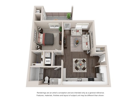 Floor plan for 1 bed, 1 bath, 775 sqft