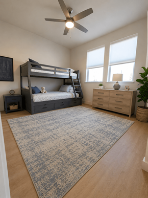 Roseville apartment for rent - A bedroom with a bunk bed and a dresser.
