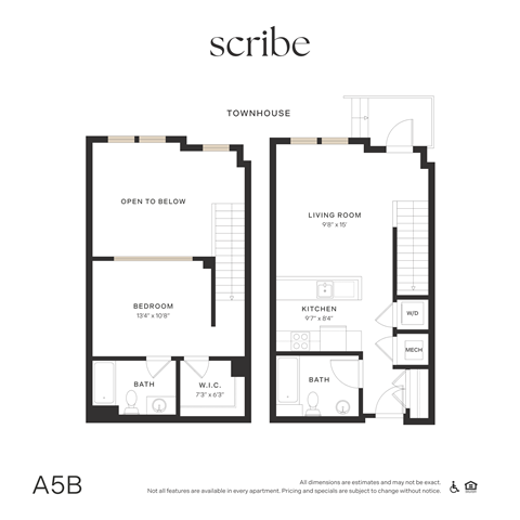 Floor plan for 1 bed, 2 baths, 870 sqft