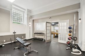 St. Louis apartment for rent - Gym with free weights and medicine balls  at The Embassy in St. Louis, 63108