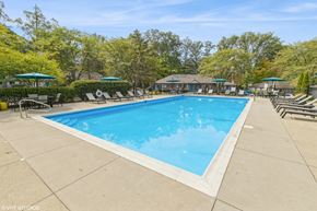 Westerville apartment for rent - a swimming pool with chairs and umbrellas at the resort on a sunny day at Silvertree at Little Turtle Apartments, Westerville, 43081