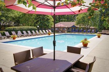 Poolside dining table