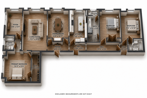 Floor plan for 3 beds, 3 baths, 1728 sqft