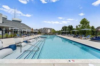 Heated pool with luxury daybeds