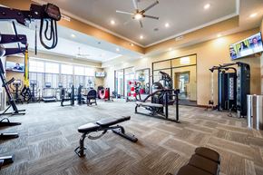 Marysville apartment for rent - A gym with a variety of equipment including treadmills, weights, and exercise machines.