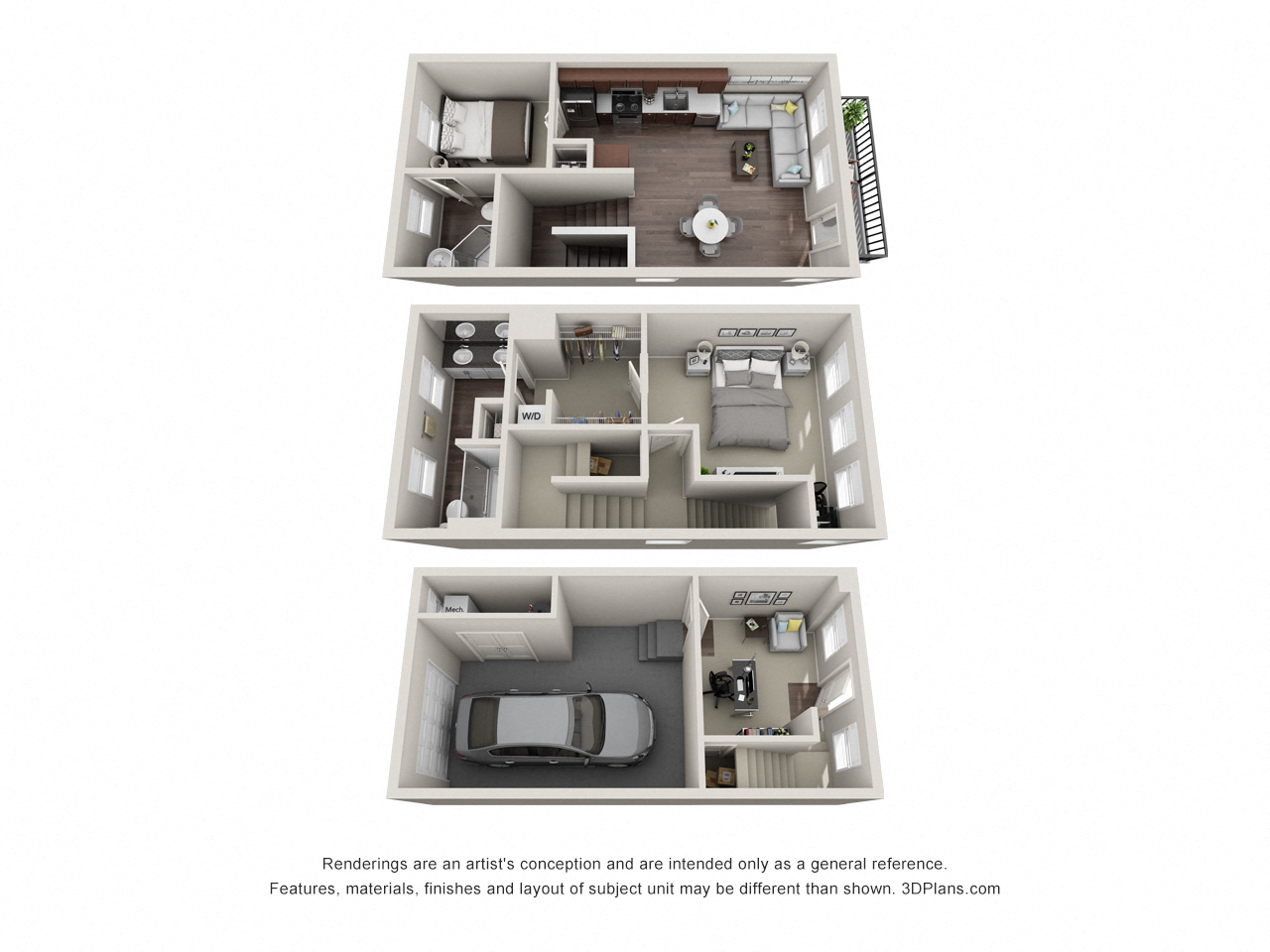 Floor plan for 2 beds, 2 baths, 1228 sqft
