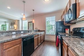 Lewis Center townhouse for rent - a kitchen with a counter top and a stove and a sink