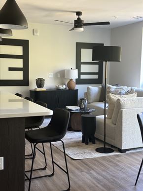 Atlanta apartment for rent - A black chair sits in front of a white counter.