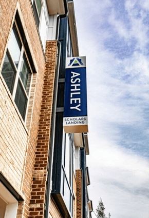 Atlanta apartment for rent - A sign for Ashley Solar Landing is displayed on a building.