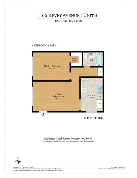 Floor plan for 1 bed, 1 bath, 650 sqft