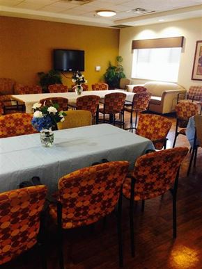 Baltimore apartment for rent - A dining room with a table set for a meal.