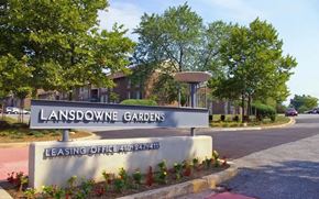 Baltimore apartment for rent - A sign for Lansdowne Gardens with a leasing office phone number.