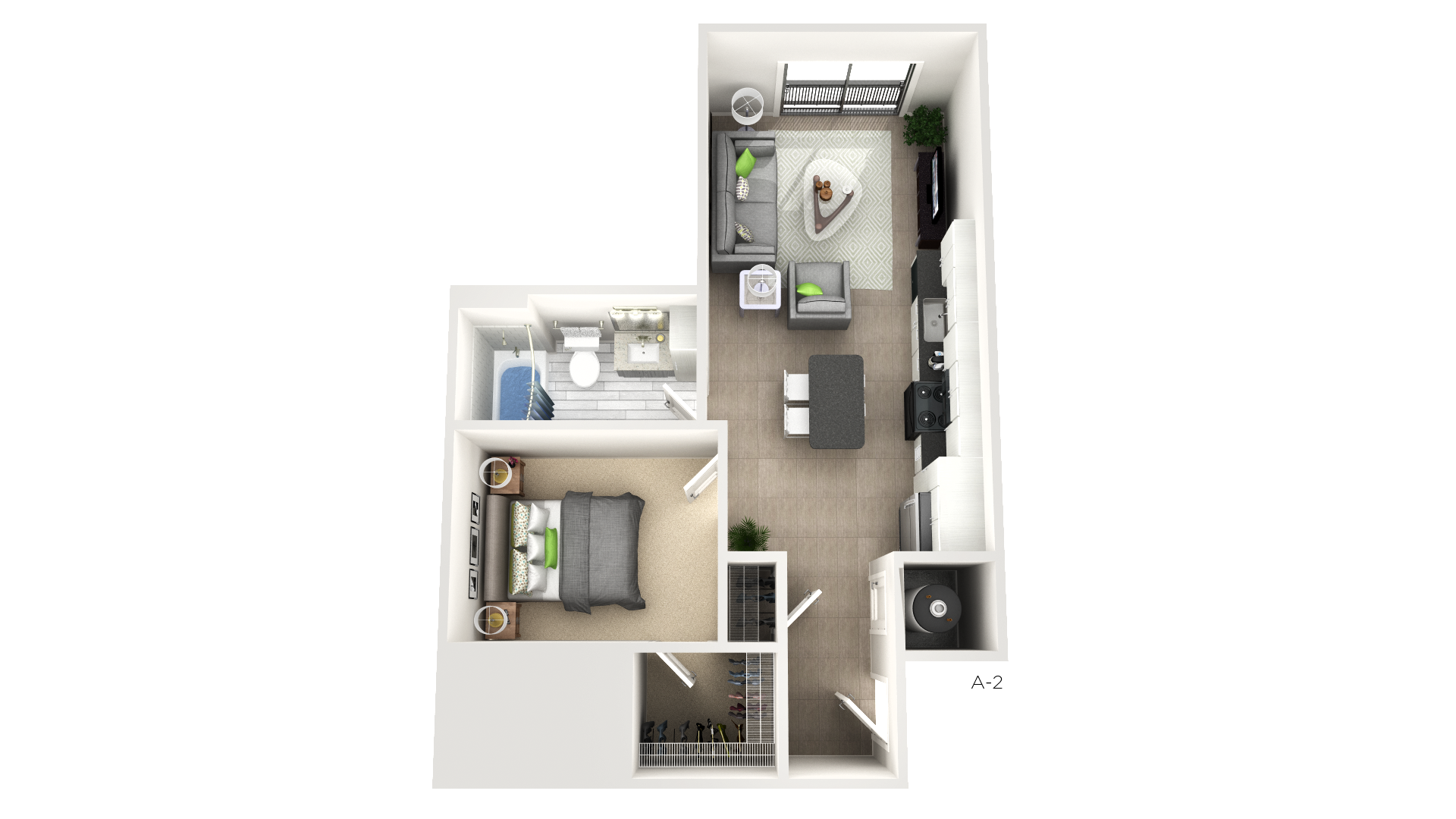 Floor plan for 1 bed, 1 bath, 650 sqft