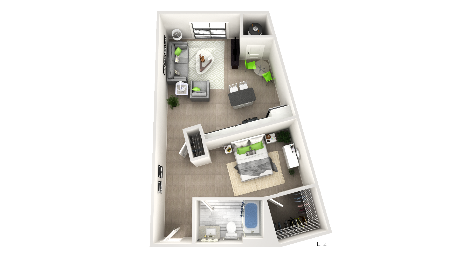 Floor plan for studio, 1 bath, 655 sqft