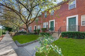 Arlington townhouse for rent - A tree with green leaves is in front of a brick building.