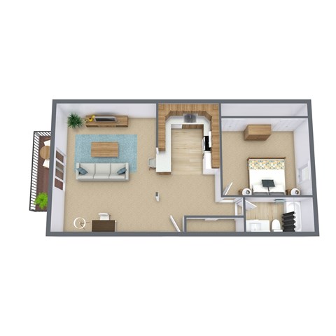 Floor plan for 1 bed, 1 bath