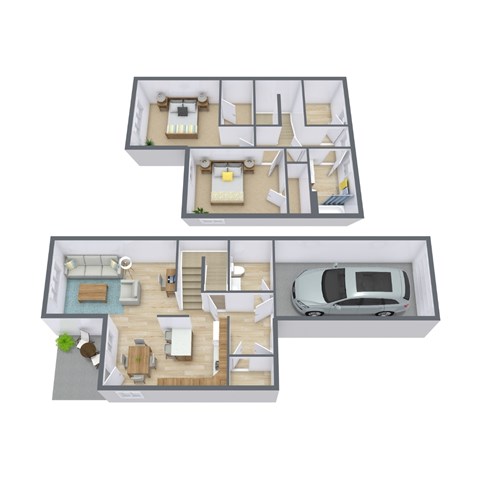 Floor plan for 2 beds, 1.5 baths, 1248 sqft