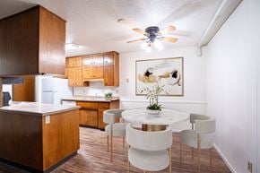 Fargo apartment for rent - A kitchen with a table and chairs. Fargo, ND Park Terrace Apartments