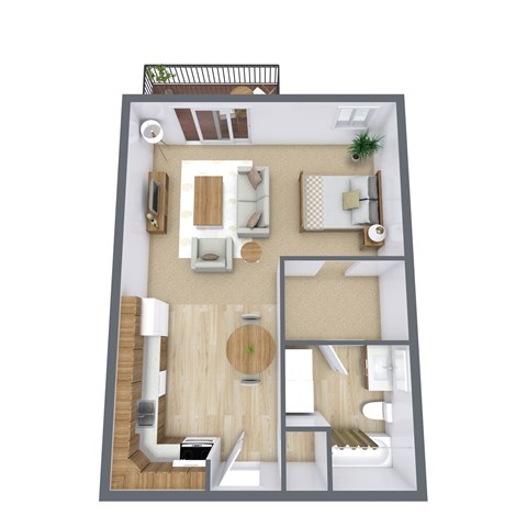 Floor plan for studio, 1 bath, 560 sqft