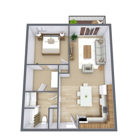 Floor plan for 1 bed, 1 bath