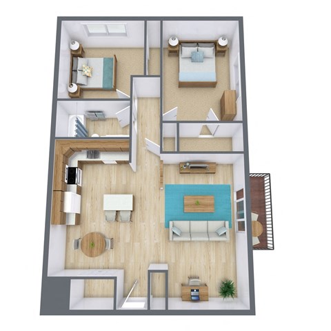 Floor plan for 2 beds, 1 bath, 1100 sqft