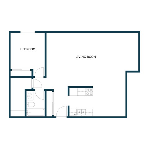 Floor plan for 2 beds, 1 bath