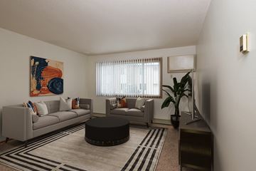 Fargo apartment for rent - a living room with two couches and a coffee table