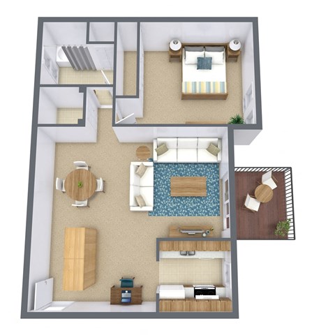 Floor plan for 1 bed, 1 bath, 850 sqft