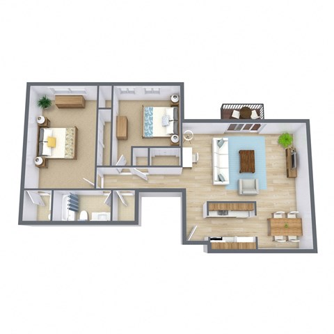Floor plan for 2 beds, 1.5 baths, 1120 sqft