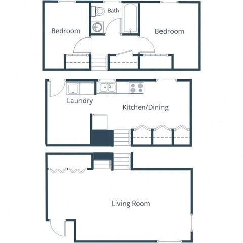 Floor plan for 2 beds, 1 bath, 900 sqft