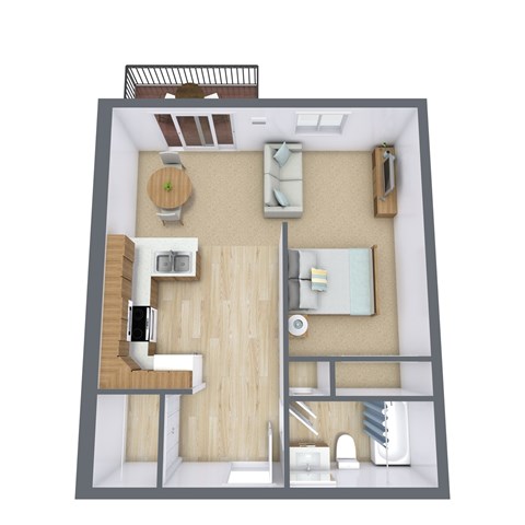 Floor plan for studio, 1 bath, 530 sqft