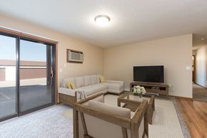 Bismarck apartment for rent - Bismarck, ND Fairview. a living room with a tv and a sliding glass door