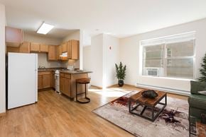 Bismarck apartment for rent - Bismarck, ND Norma apartment. The space features a comfortable living area and a separate sleeping room. The living area is designed with simplicity and functionality, while the sleeping room provides privacy and tranquility. It's a comfortable and inviting living space with natural light from the large window