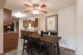 Bismarck apartment for rent - Kitchen and Dining Area at Parkview Arms Apartments in Bismarck, ND