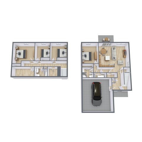 Floor plan for 4 beds, 2 baths, 1636 sqft