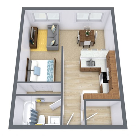 Floor plan for studio, 1 bath, 450 sqft