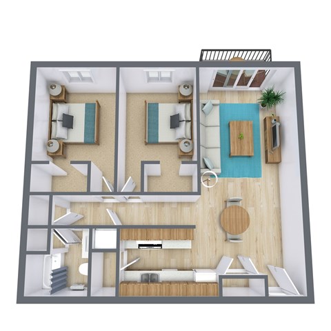 Floor plan for 2 beds, 1 bath, 1100 sqft
