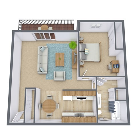 Floor plan for 1 bed, 1 bath, 780 sqft