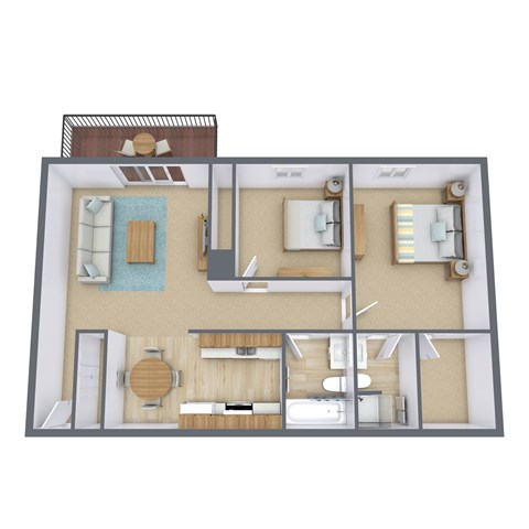 Floor plan for 2 beds, 1.8 baths, 920 sqft