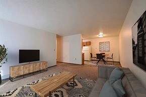 Fargo apartment for rent - the living room of an apartment with a couch and a tv. Fargo, ND Country Edge Apartments